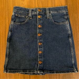 Madewell Button Front Denim Mini Skirt Size 27 Blue Stretch